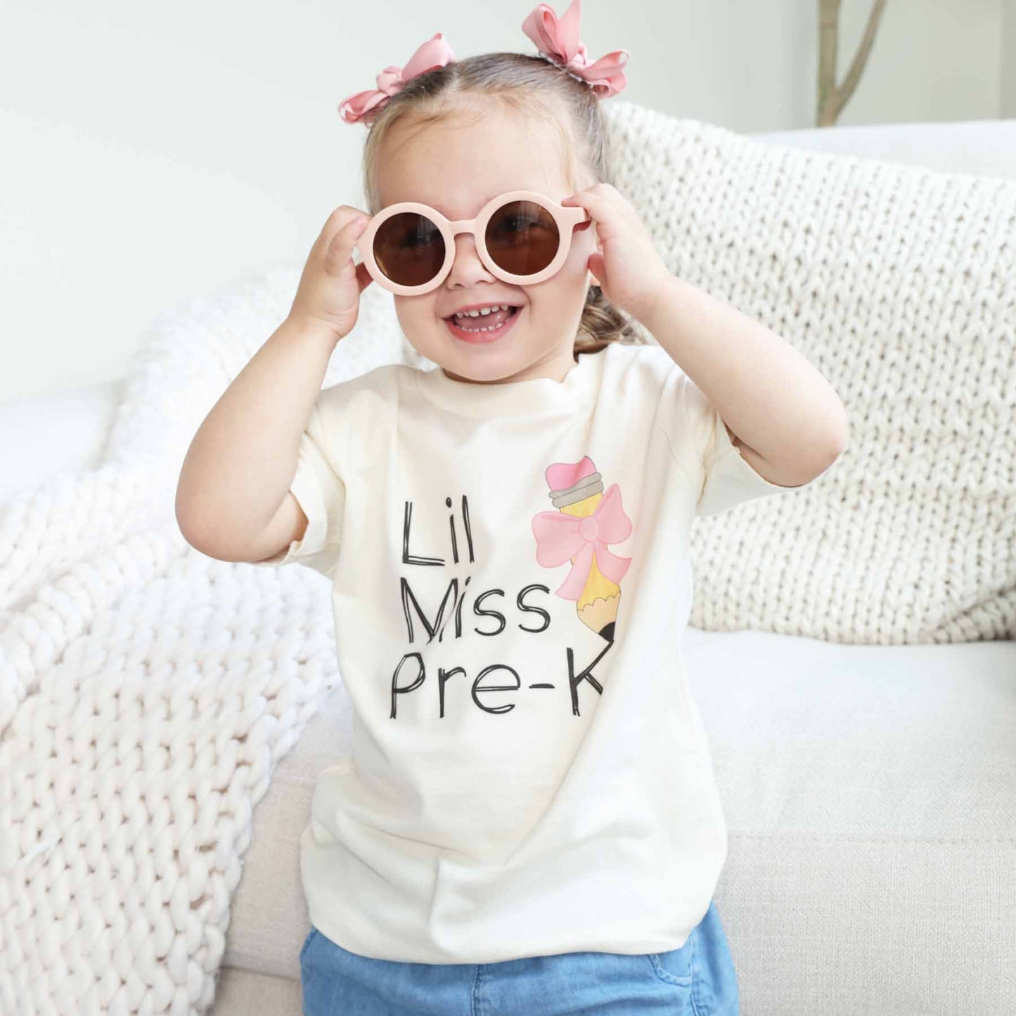 Lil Miss Pre-K Kids Graphic Tee | Natural
