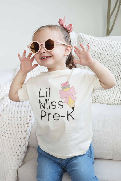 Lil Miss Pre-K Kids Graphic Tee | Natural