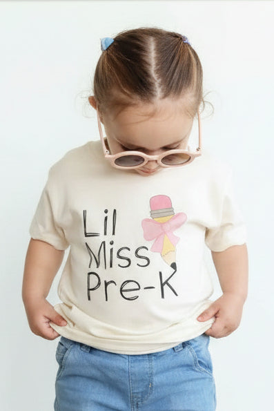 Lil Miss Pre-K Kids Graphic Tee | Natural