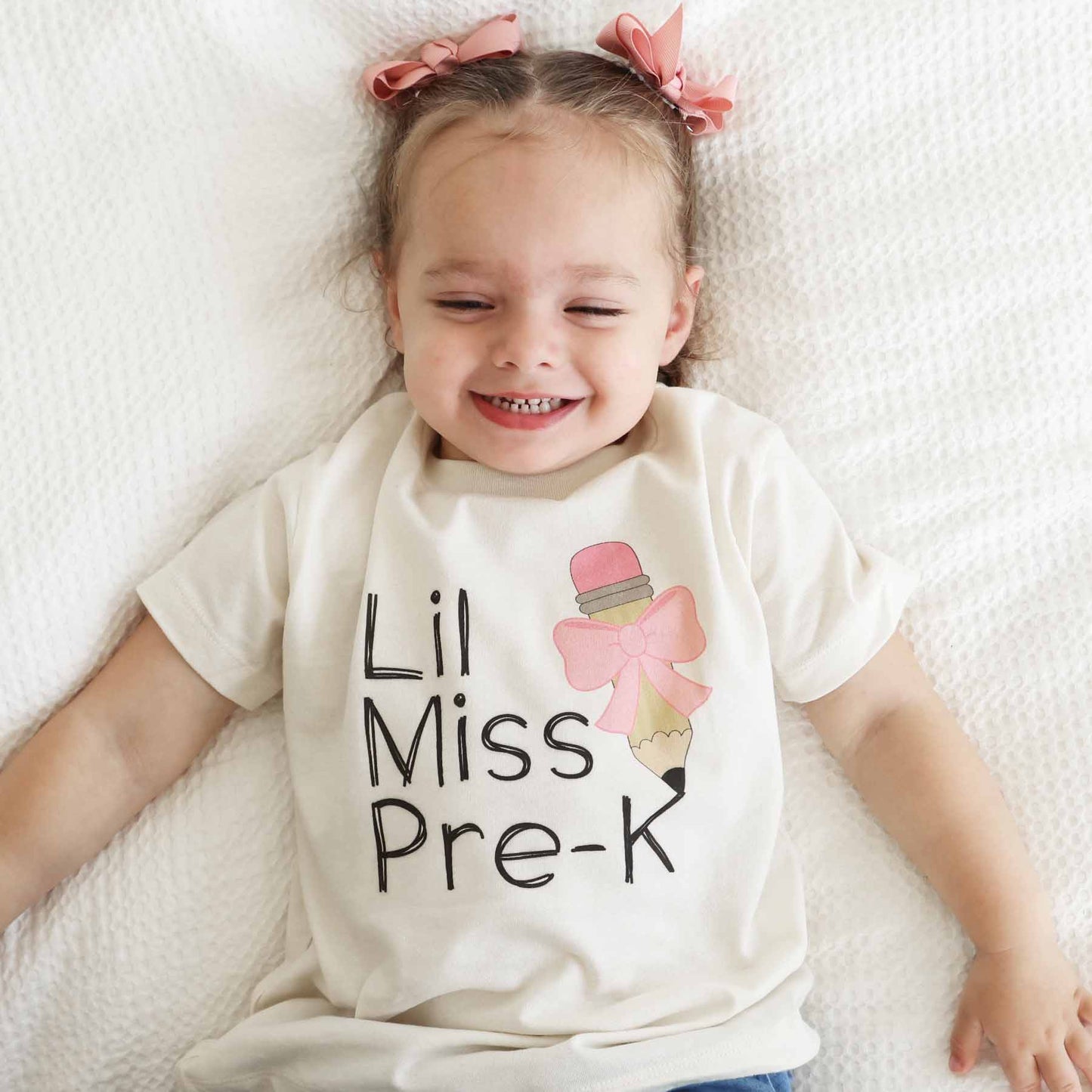 Lil Miss Pre-K Kids Graphic Tee | Natural