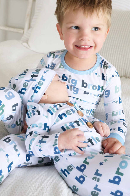 Little Brother Newborn Baby Knot Gown & Hat Set