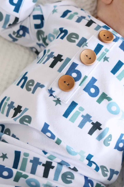 Little Brother Newborn Baby Knot Gown & Hat Set