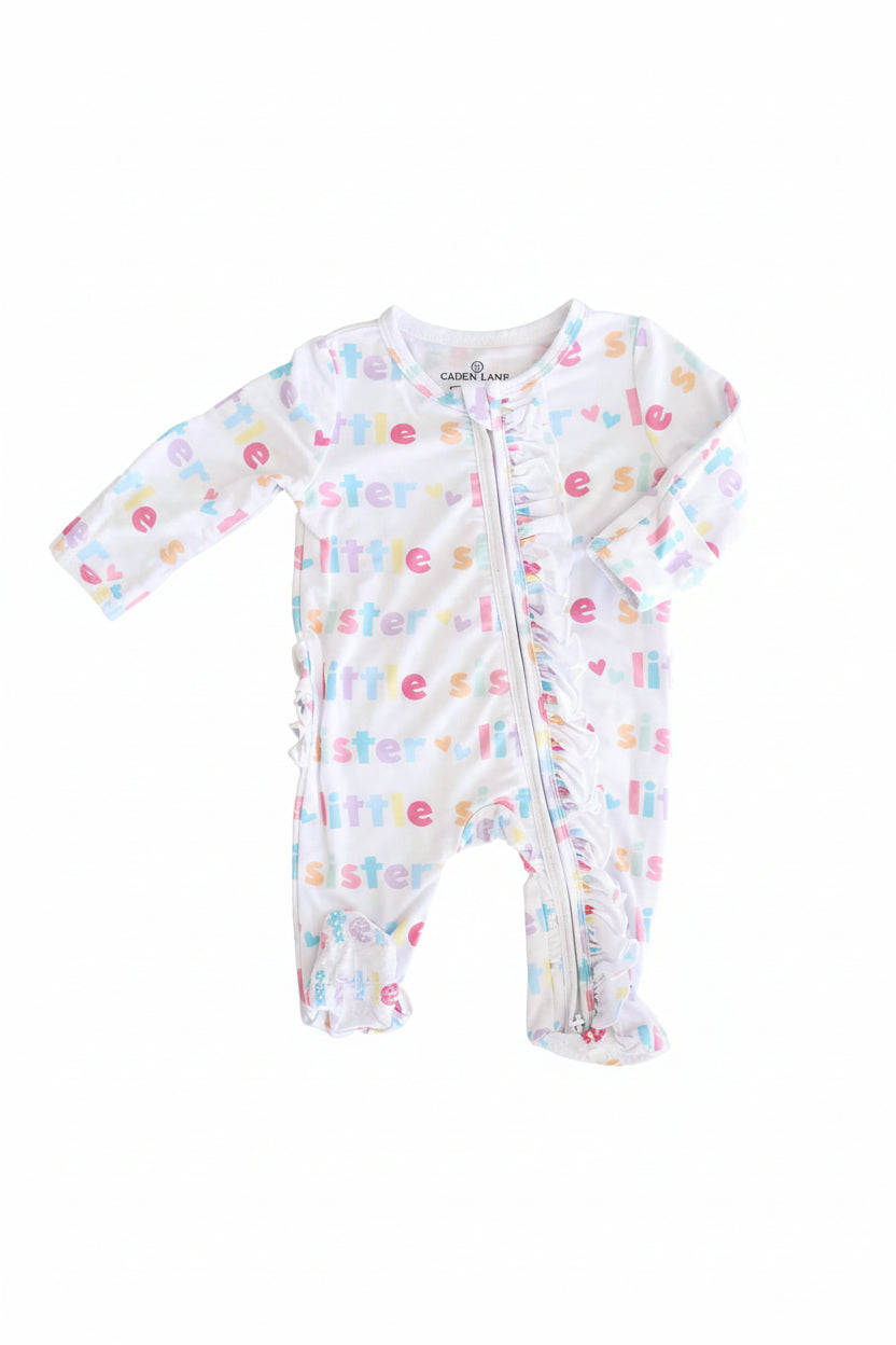 Little Sister Ruffle Zipper Footie