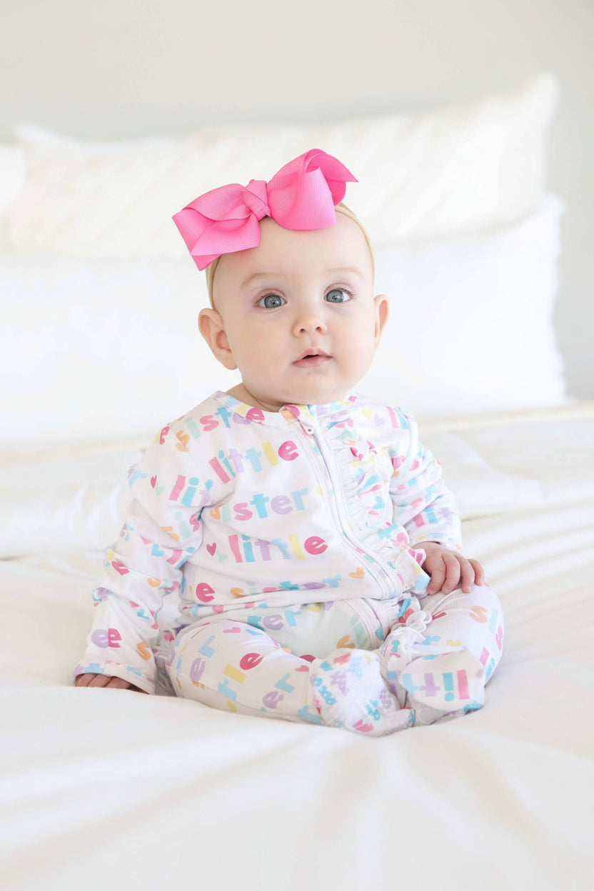 Little Sister Ruffle Zipper Footie