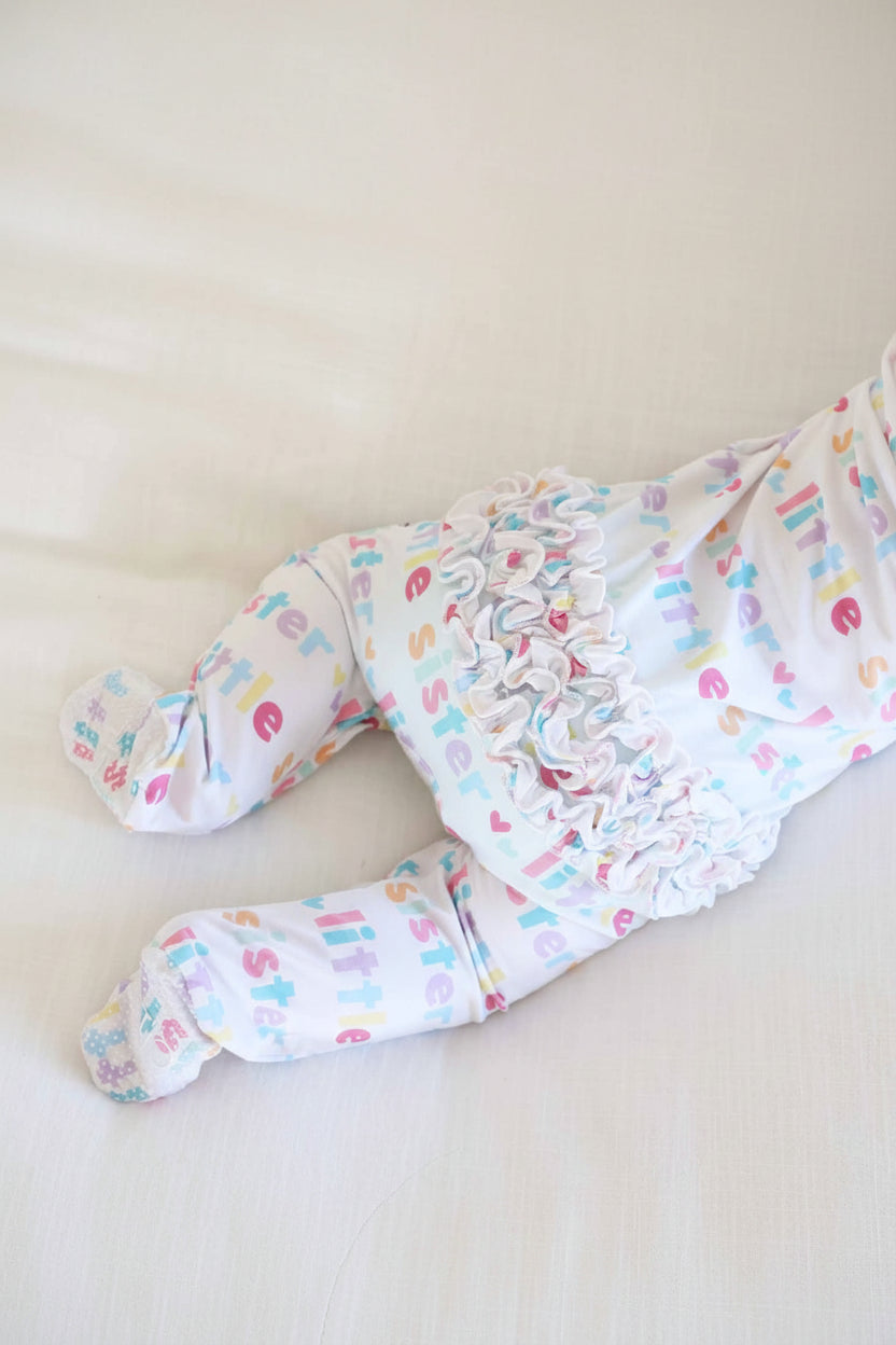 Little Sister Ruffle Zipper Footie