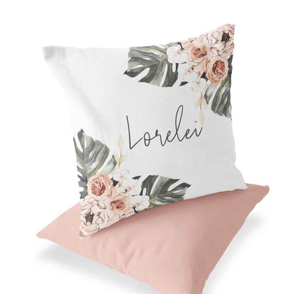Lorelei's Boho Palm Personalized Name Accent Pillow