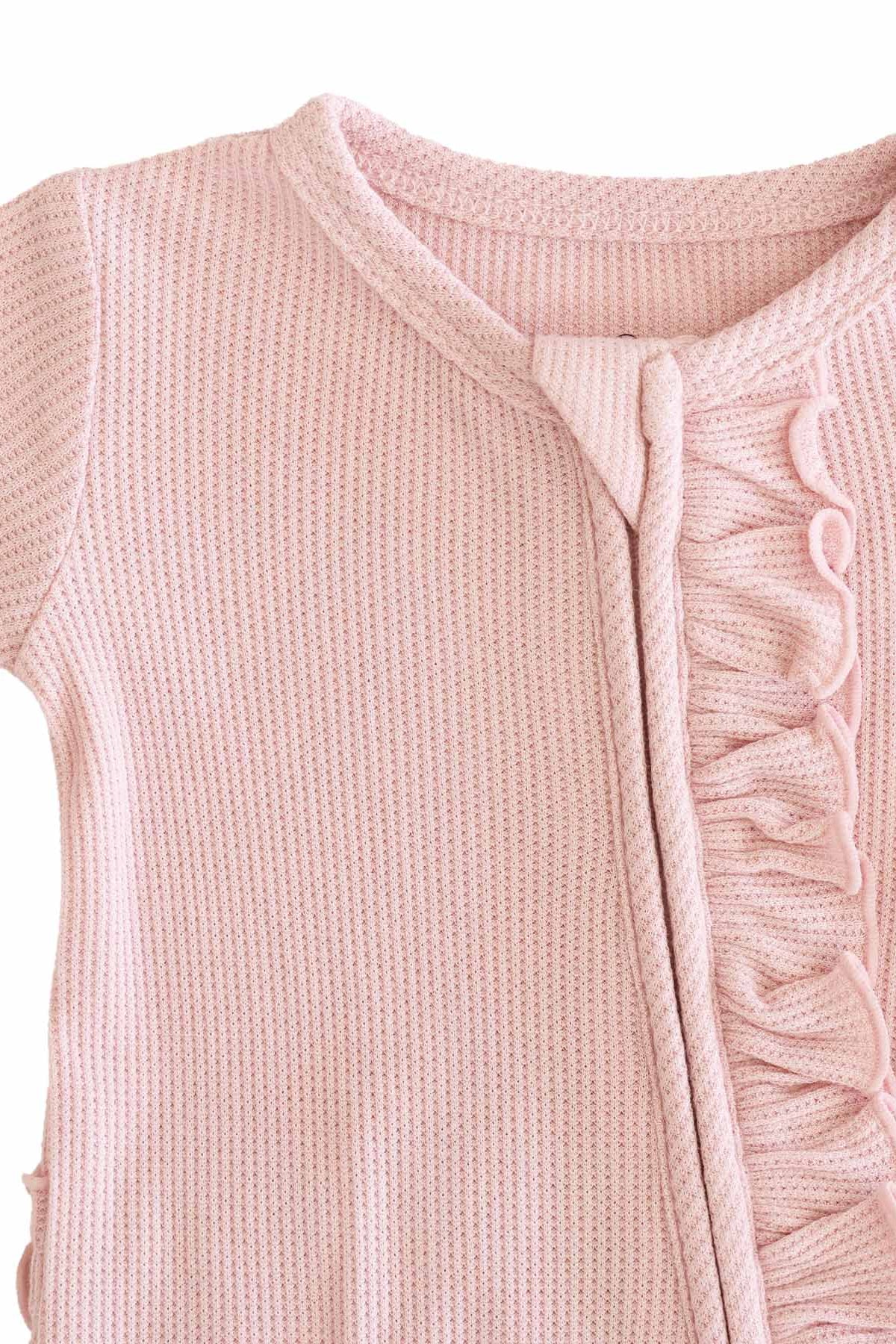 Embroidered Bamboo Waffle Zipper Ruffle Footies | In Bloom