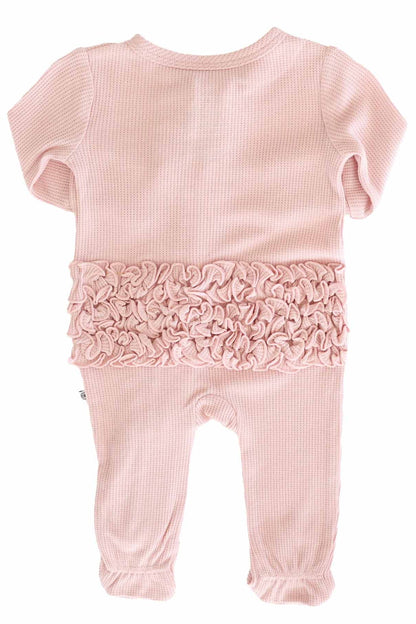 Embroidered Bamboo Waffle Zipper Ruffle Footies | In Bloom
