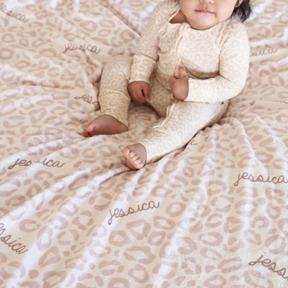 Lovely Leopard Personalized Kids Blanket