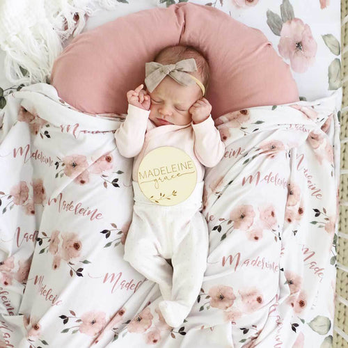Personalized Baby Name Wood Announcement | Leaves
