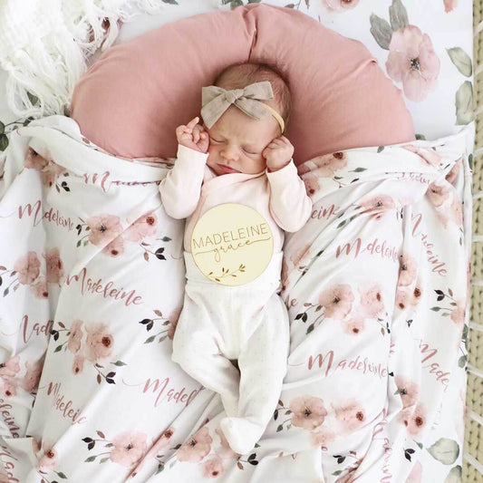 Personalized Baby Name Wood Announcement | Leaves
