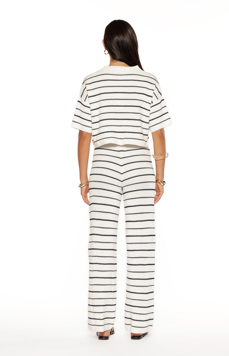 Maple White Navy Stripe Knit Pants
