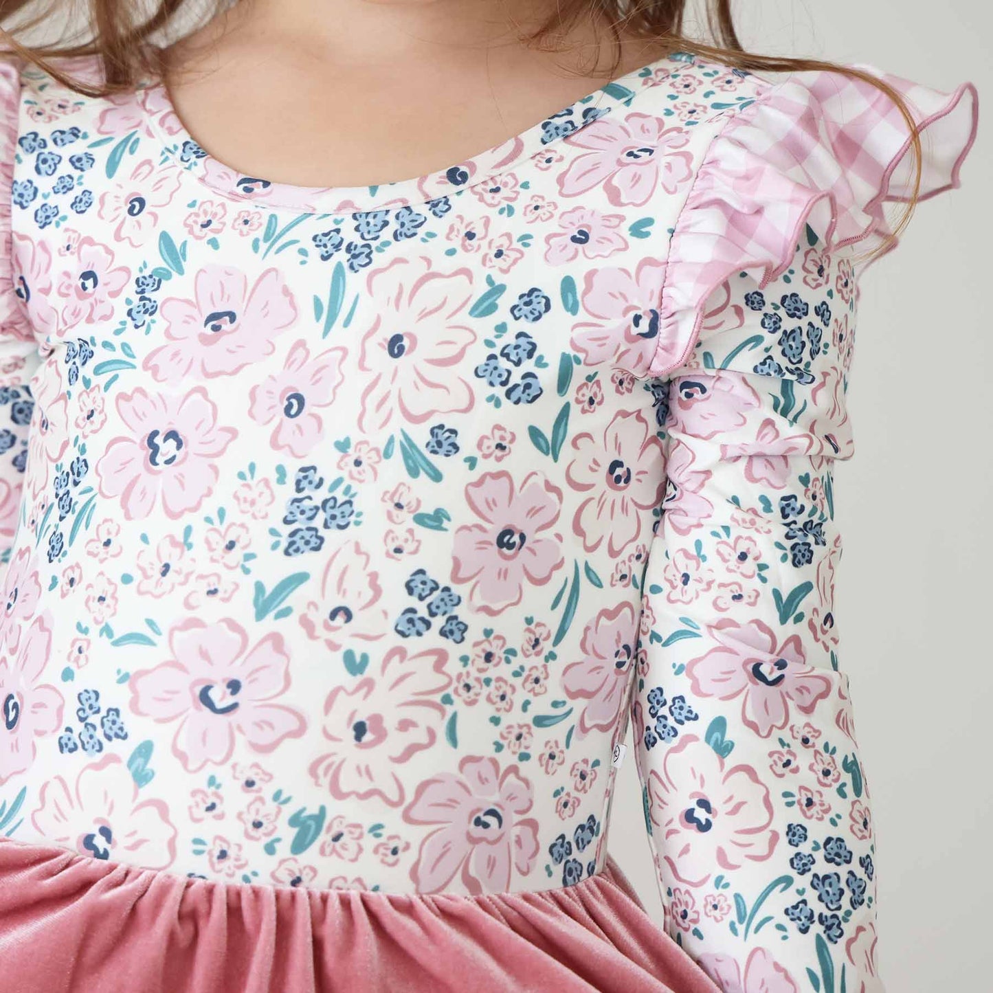 Long Sleeve Velvet Skirt Leotard | Mauve Meadow