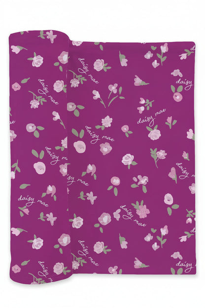 Personalized Baby Name Swaddle Blanket | Blush Blooms
