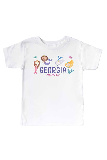 Personalized Mermaid Tales Kids Graphic Tee | White