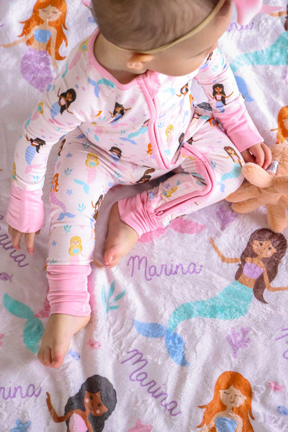 Personalized Kids Blanket | Let's Be Mermaids