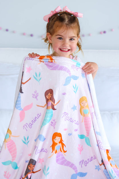 Personalized Kids Blanket | Let's Be Mermaids