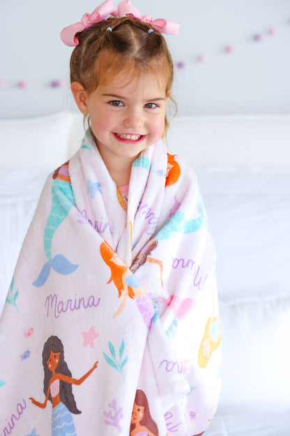 Personalized Kids Blanket | Let's Be Mermaids