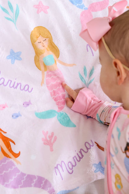 Personalized Kids Blanket | Let's Be Mermaids