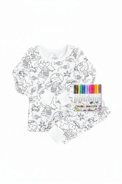 Colorable Two Piece Pajama Set | Mermaid Magic