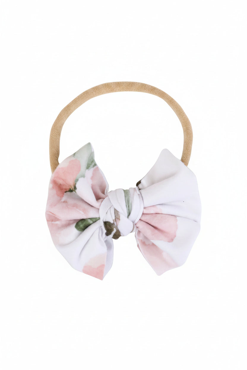 Millie's Dusty Rose Floral Knit Bow Headband