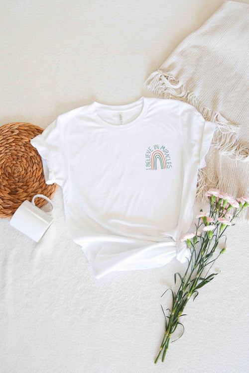 I Believe In Miracles Adult Graphic Tee | White