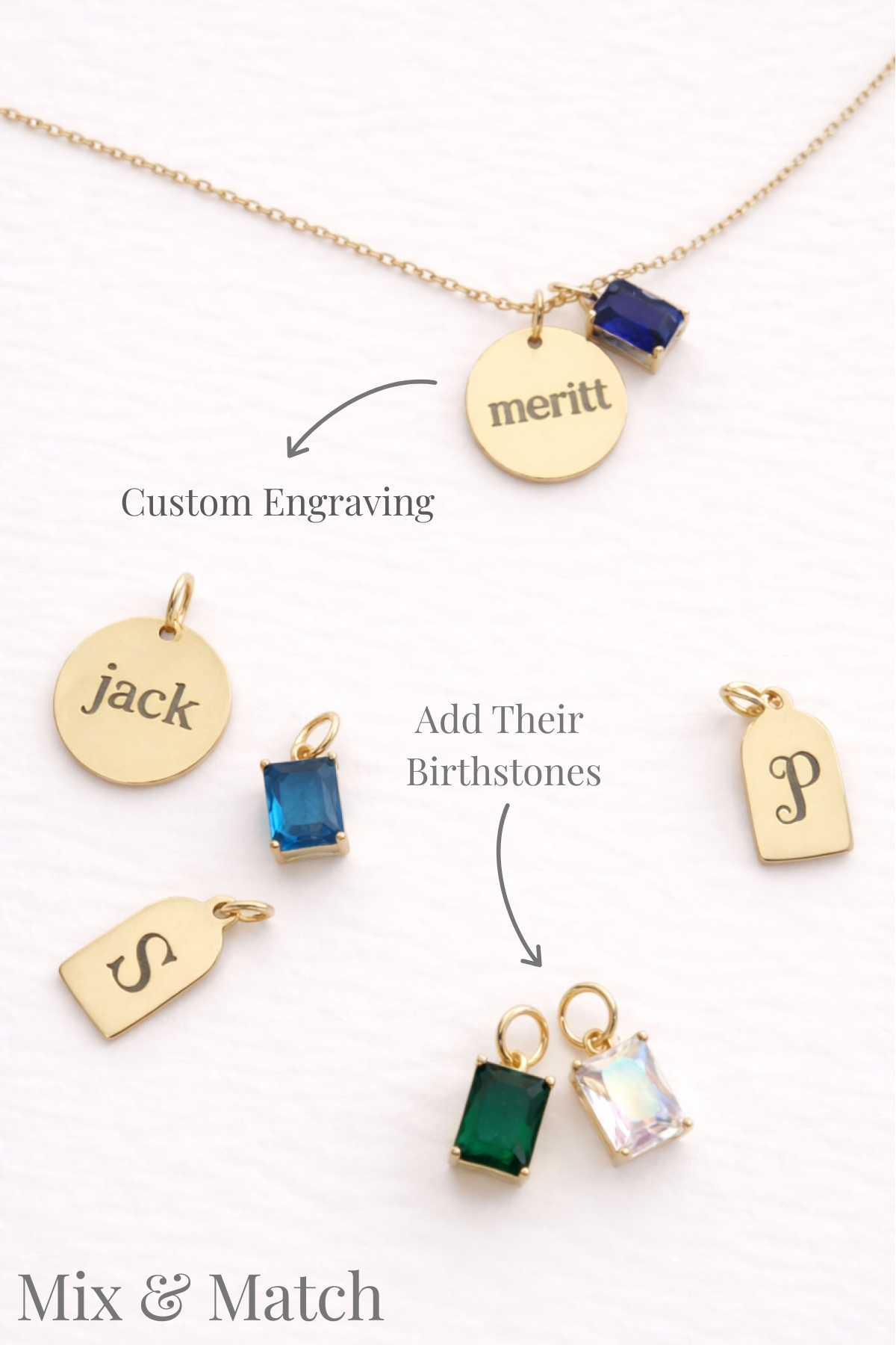 Engraved Circle Charm Necklace