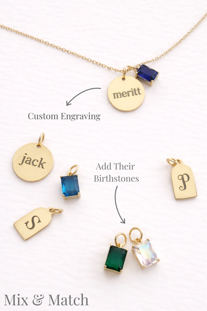 Engraved Circle Charm Necklace