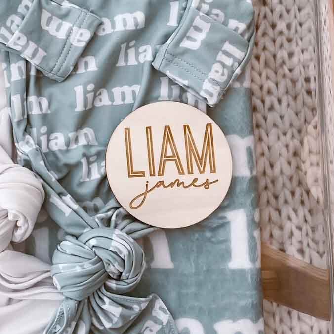Personalized Baby Name Wood Announcement | Twin Outline