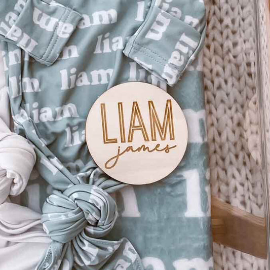 Personalized Baby Name Wood Announcement | Twin Outline