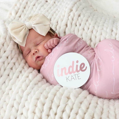 Personalized Colorful Script Baby Name Announcement