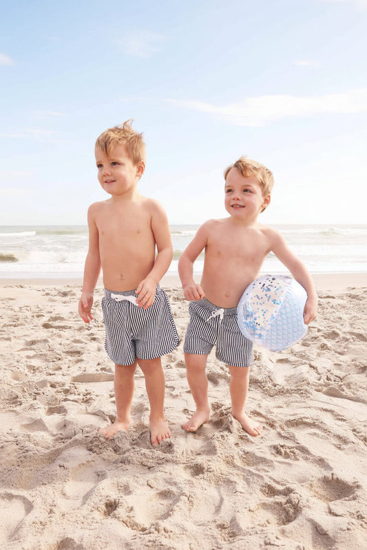 Boy's Swim Trunks | Seersucker Navy