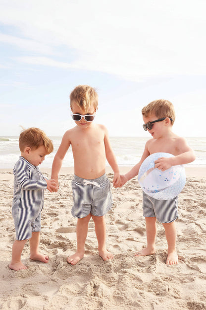 Boy's Swim Trunks | Seersucker Navy