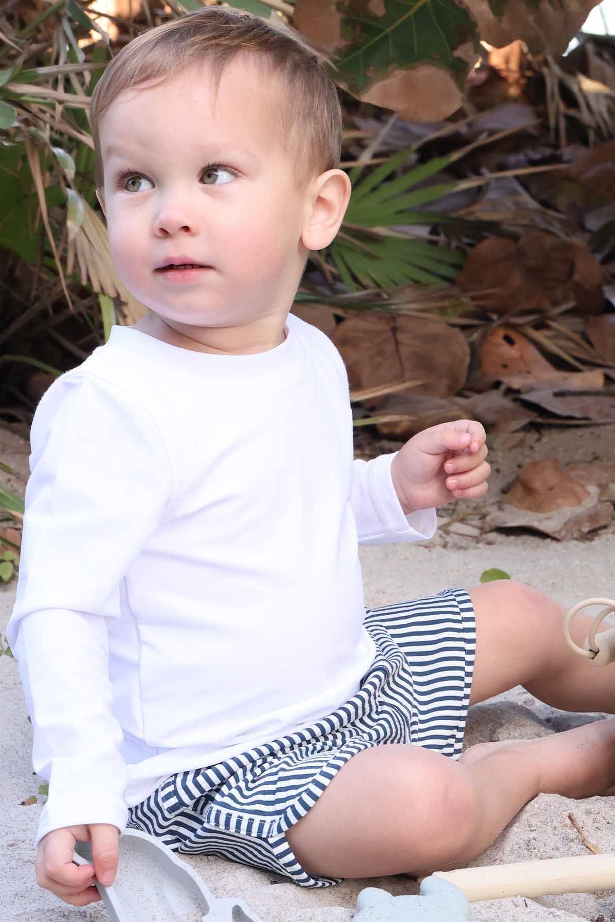 Boy's Swim Trunks | Seersucker Navy