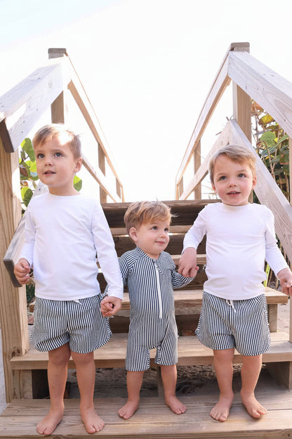Boy's Swim Trunks | Seersucker Navy