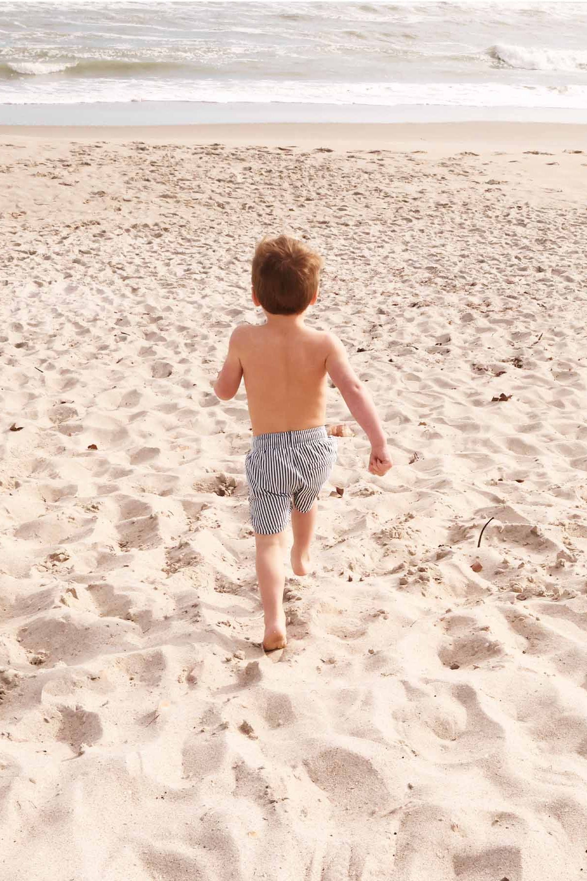 Boy's Swim Trunks | Seersucker Navy