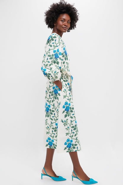 Cerulean Vine Cotton Poplin Lachlan Dress