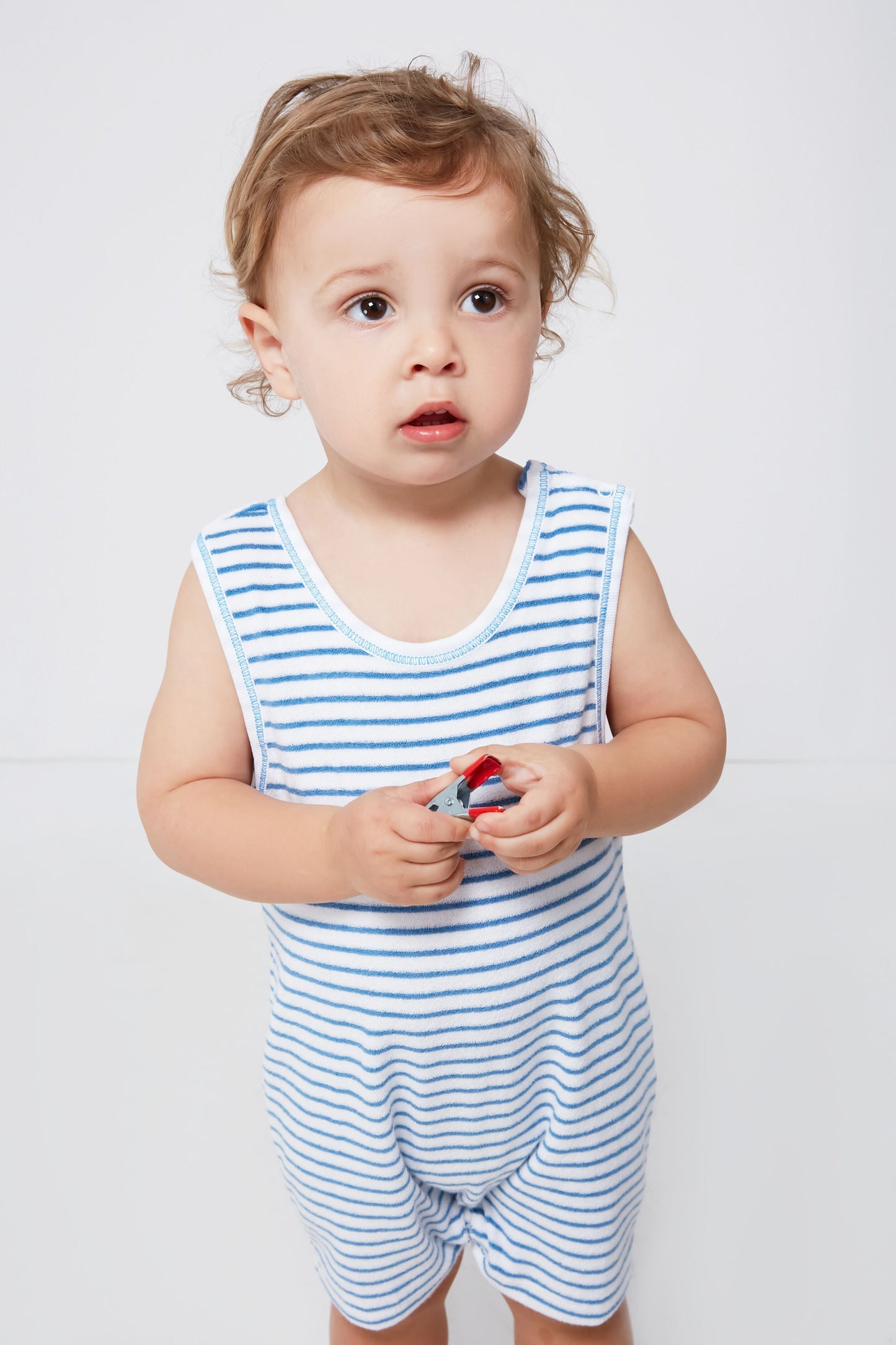 Blue Terry Sleeveless Play Overall