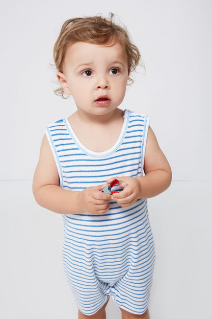 Blue Terry Sleeveless Play Overall