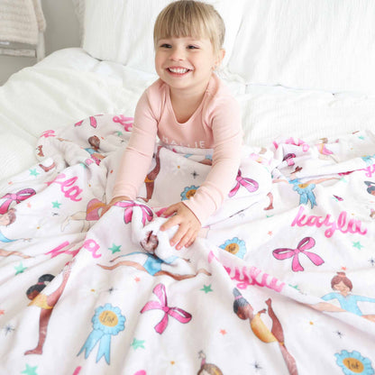 Gymnastics Personalized Kids Blanket