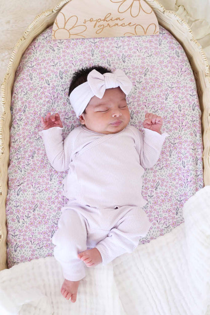 Barely Orchid Bamboo Waffle Knit Large Bow Headwrap