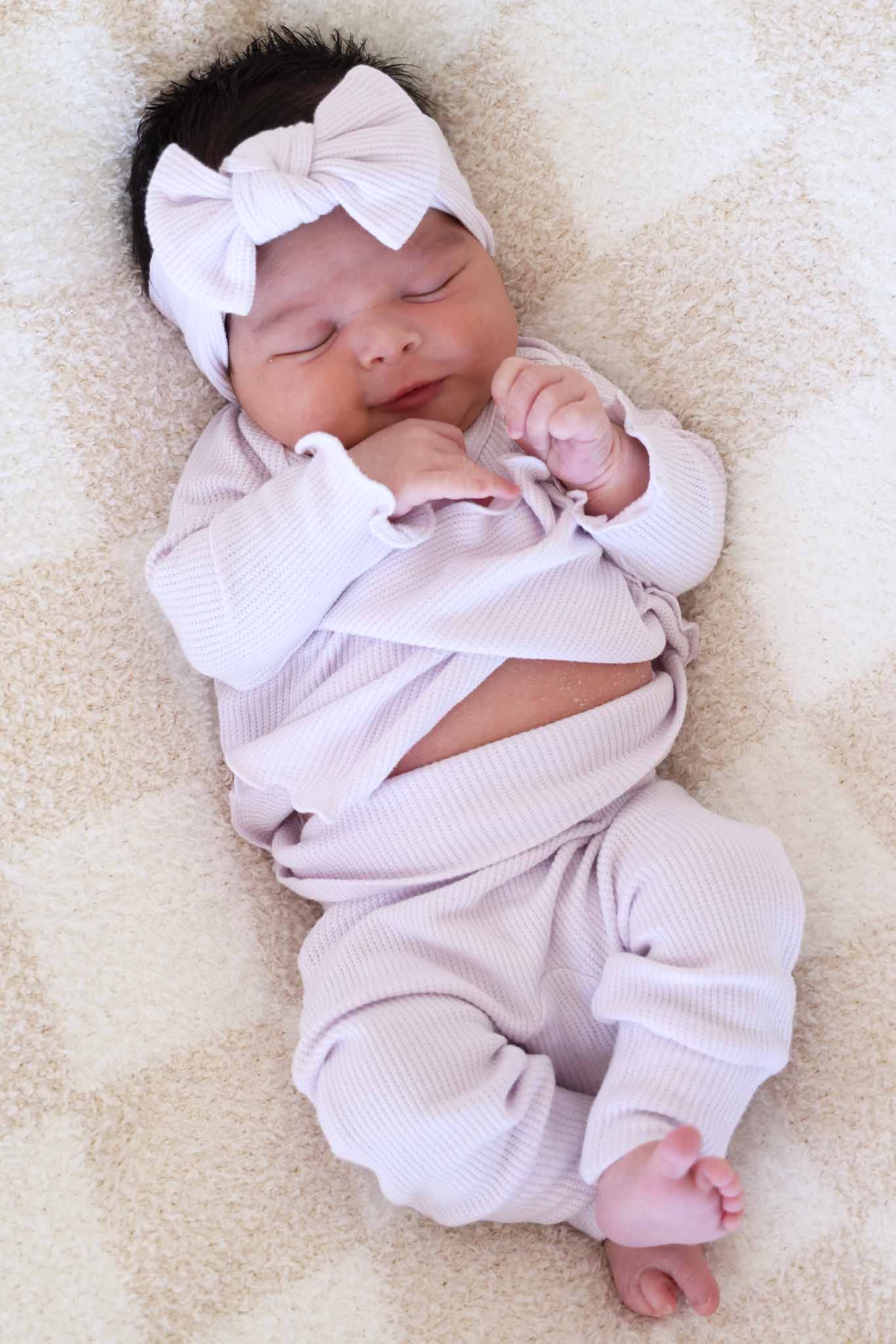 Barely Orchid Bamboo Waffle Knit Large Bow Headwrap
