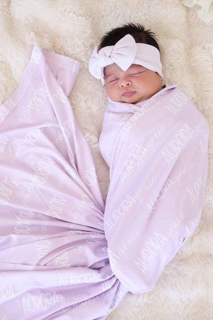 Barely Orchid Bamboo Waffle Knit Large Bow Headwrap