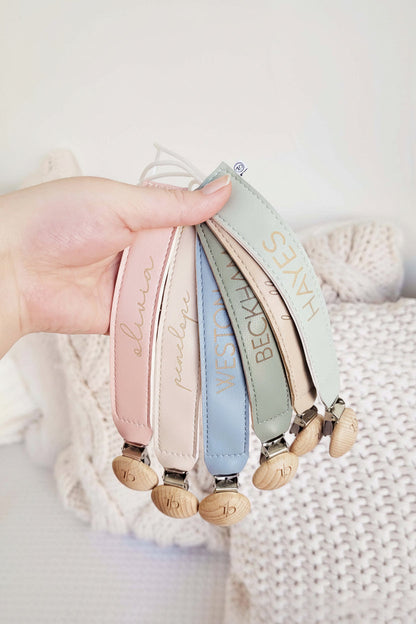 Personalized Leather Pacifier Clip | All Colors