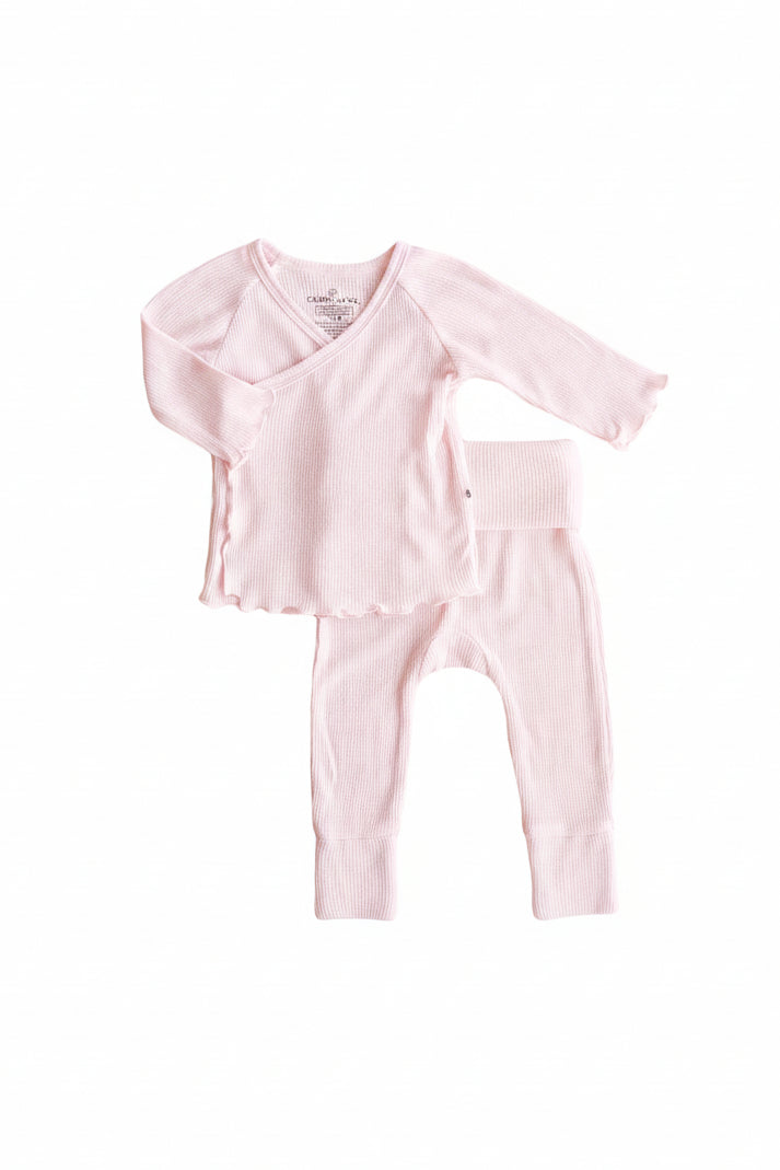 2pc Waffle Crossover Top & Bottom | Pearl Pink
