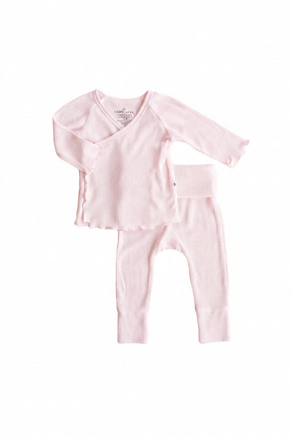 2pc Waffle Crossover Top & Bottom | Pearl Pink