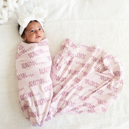 Personalized Baby Name Swaddle Blanket Font Duo | Pastel Cutie