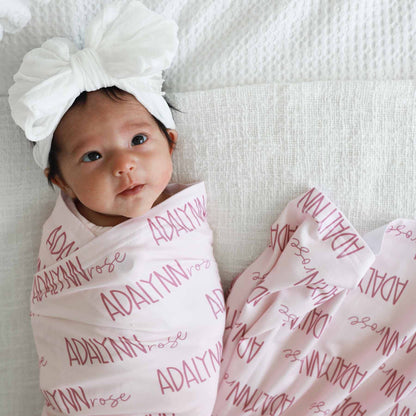 Personalized Baby Name Swaddle Blanket Font Duo | Pastel Cutie