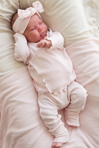 2pc Waffle Crossover Top & Bottom | Pearl Pink