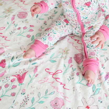 Paris Petals Personalized Kids Blanket